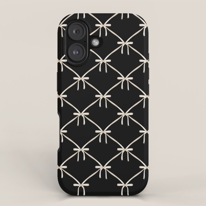 Bows & Ribbons Pattern XLVII Black and White iPhone Case Gallery Image 1