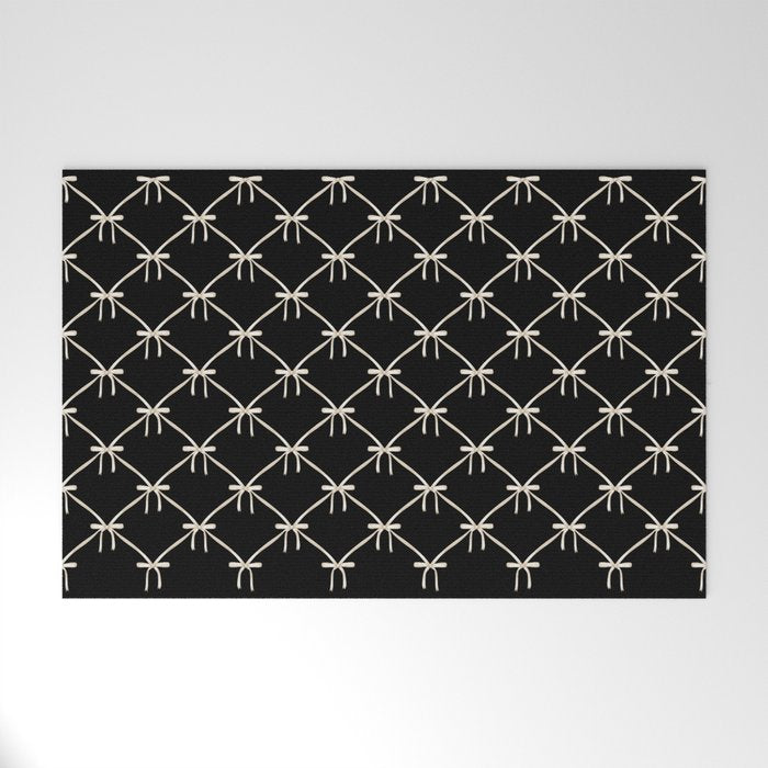 Bows & Ribbons Pattern XLVII Black and White Welcome Mat Gallery Image 1