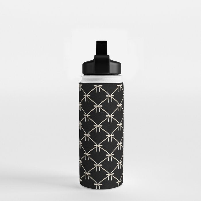 Bows & Ribbons Pattern XLVII Black and White Water Bottle Gallery Image 2