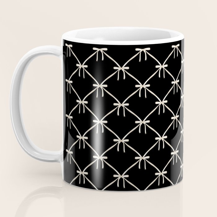 Bows & Ribbons Pattern XLVII Black and White Coffee Mug Gallery Image 3