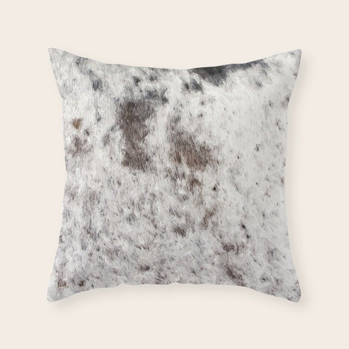 Rustic Cowhide Faux Fur (Digitally Made, ix 2021) Throw Pillow Gallery Image 1