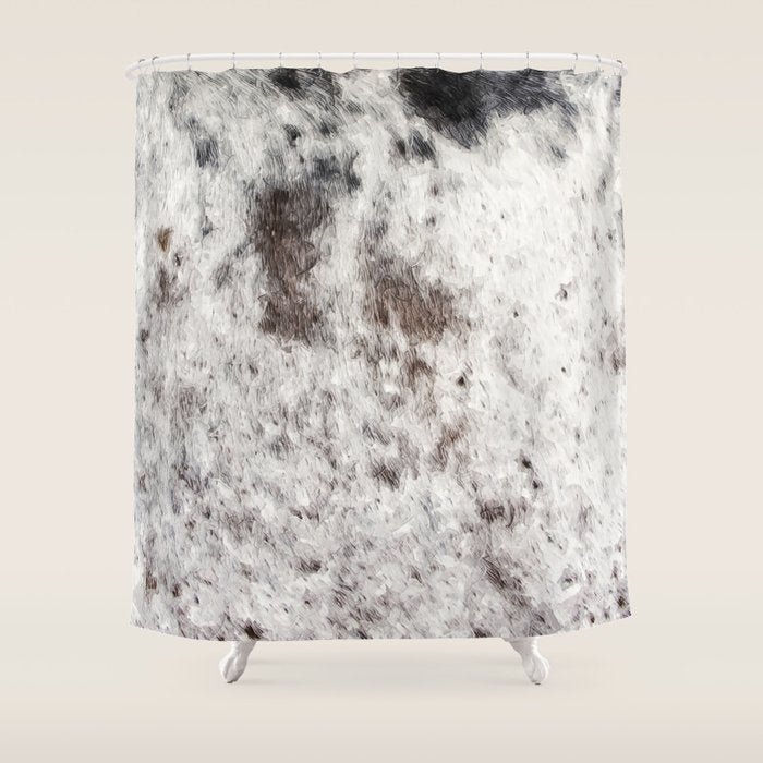 Rustic Cowhide Faux Fur (Digitally Made, ix 2021) Shower Curtain Gallery Image 1
