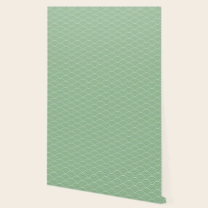 Japanese Waves Pattern Green Wallpaper Gallery Image 2