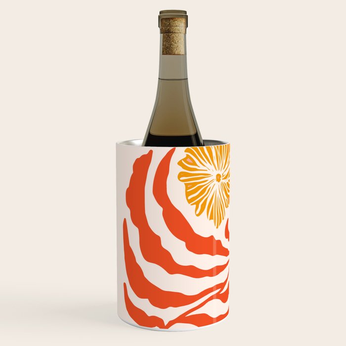 Burnt Orange Leaves and Flowers Wine Chiller Gallery Image 2