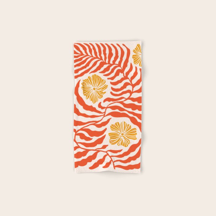 Burnt Orange Leaves and Flowers Bath Towel Gallery Image 1