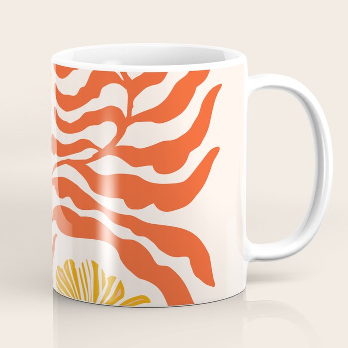 Burnt Orange Leaves and Flowers Coffee Mug Gallery Image 1