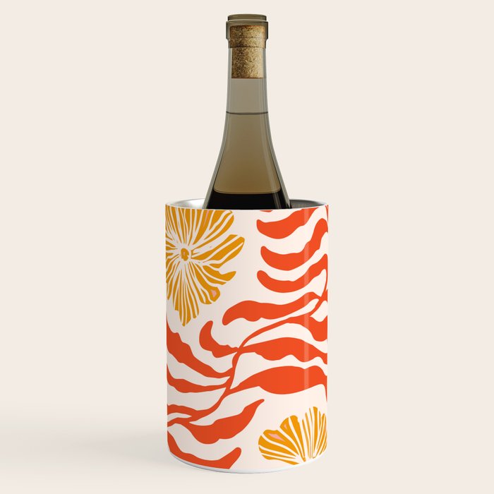Burnt Orange Leaves and Flowers Wine Chiller Gallery Image 1