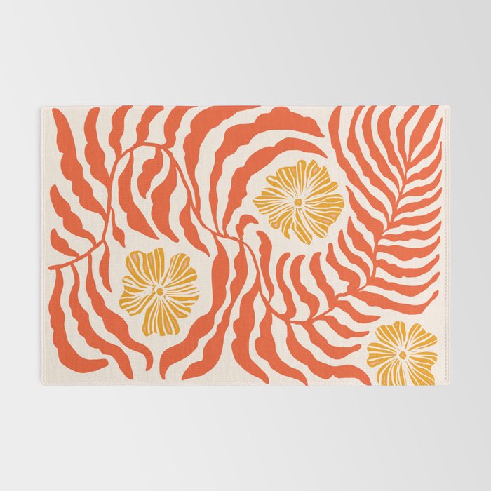 Burnt Orange Leaves and Flowers Rug Gallery Image 2