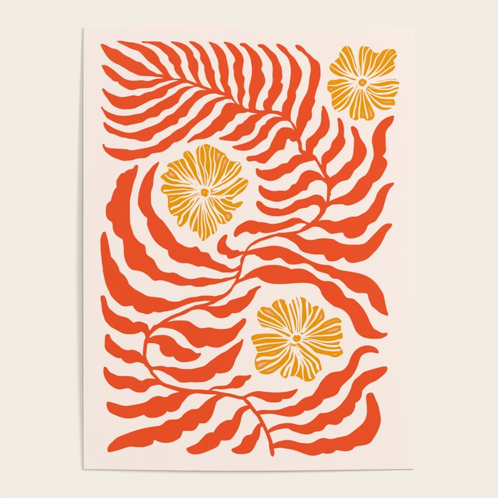 Burnt Orange Leaves and Flowers Poster Gallery Image 1