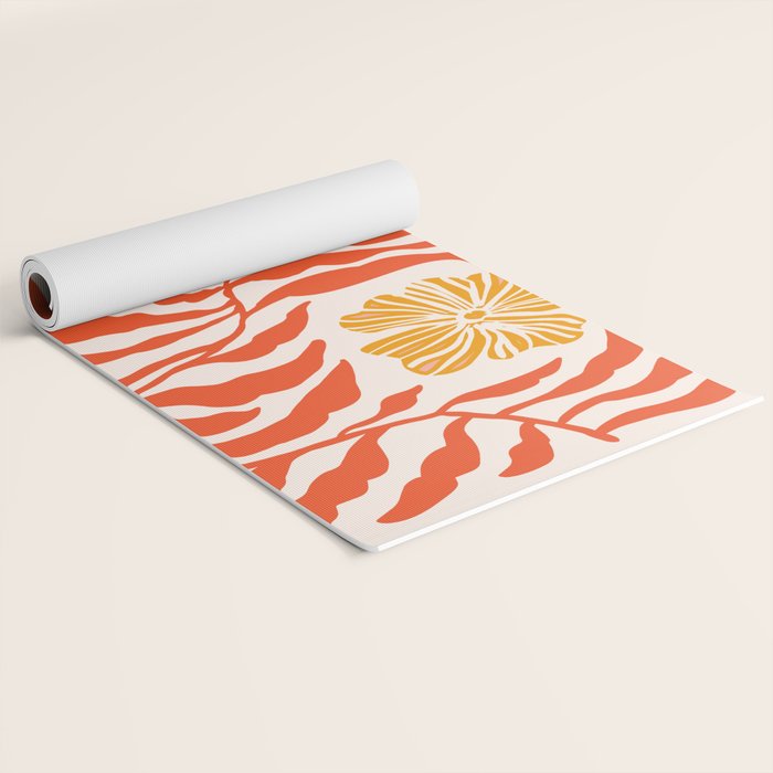 Burnt Orange Leaves and Flowers Yoga Mat Gallery Image 2