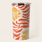 Burnt Orange Leaves and Flowers Travel Mug Gallery Image 1