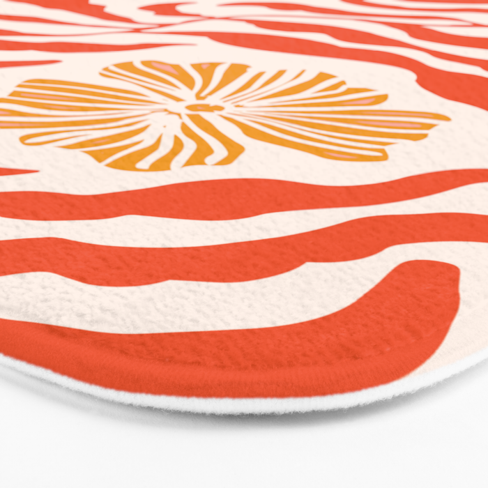 Burnt Orange Leaves and Flowers Bath Mat Gallery Image 3