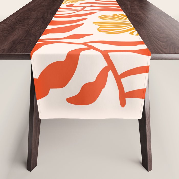 Burnt Orange Leaves and Flowers Table Runner Gallery Image 1