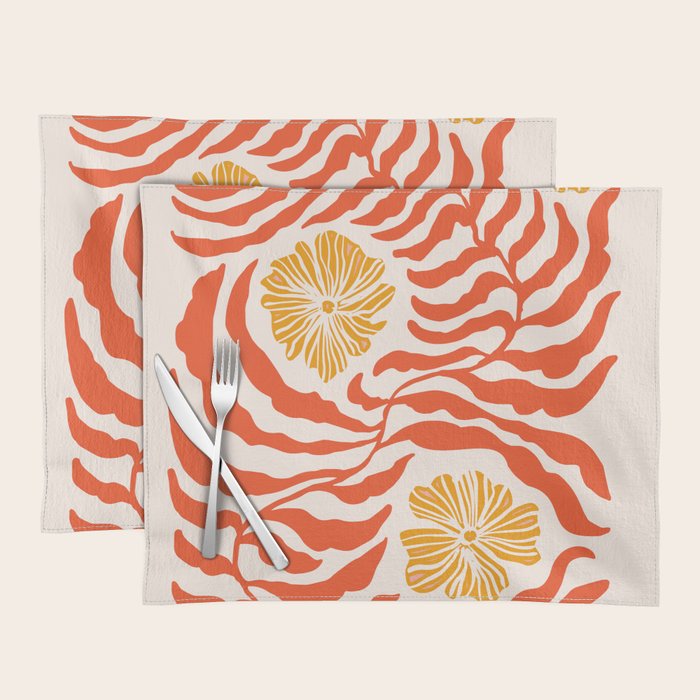 Burnt Orange Leaves and Flowers Placemat Gallery Image 1