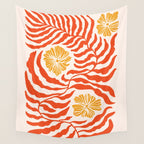 Burnt Orange Leaves and Flowers Wall Tapestry Gallery Image 4