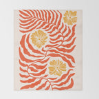 Burnt Orange Leaves and Flowers Throw Blanket Gallery Image 2