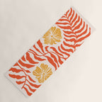 Burnt Orange Leaves and Flowers Yoga Mat Gallery Image 1