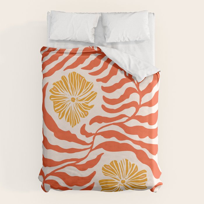 Burnt Orange Leaves and Flowers Duvet Cover Gallery Image 6