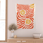 Burnt Orange Leaves and Flowers Wall Tapestry Gallery Image 2