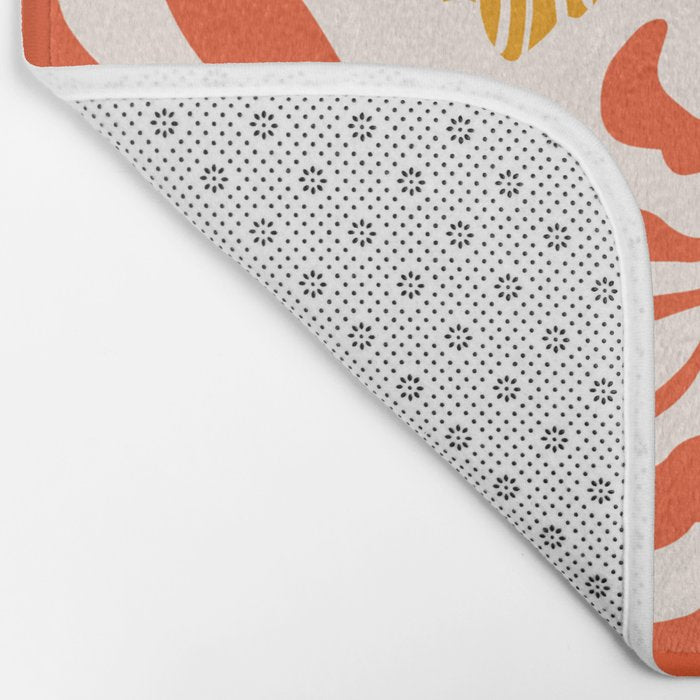 Burnt Orange Leaves and Flowers Bath Mat Gallery Image 2