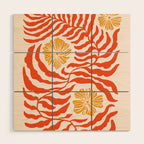 Burnt Orange Leaves and Flowers Wood Wall Art Gallery Image 1