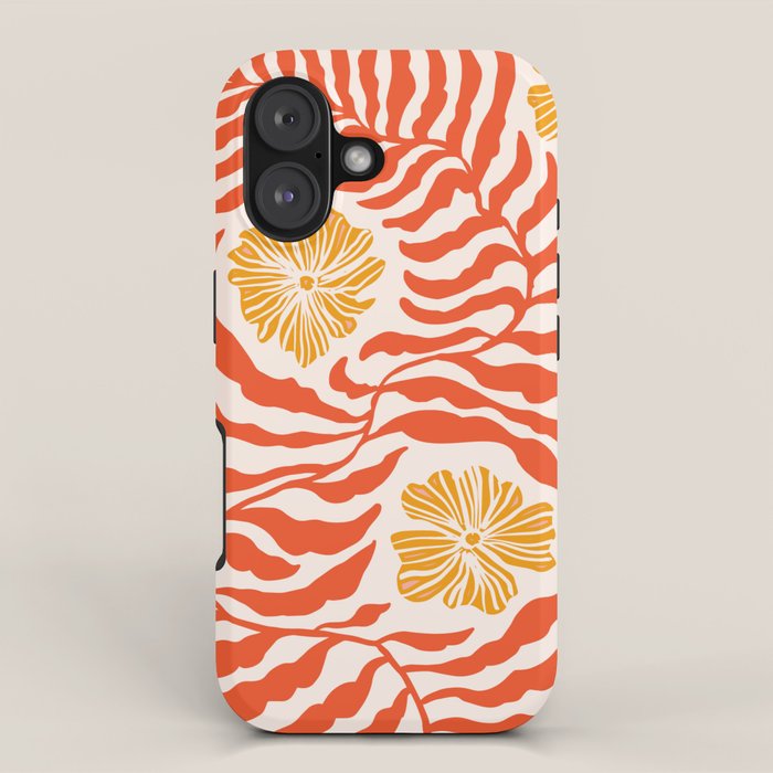 Burnt Orange Leaves and Flowers iPhone Case Gallery Image 1