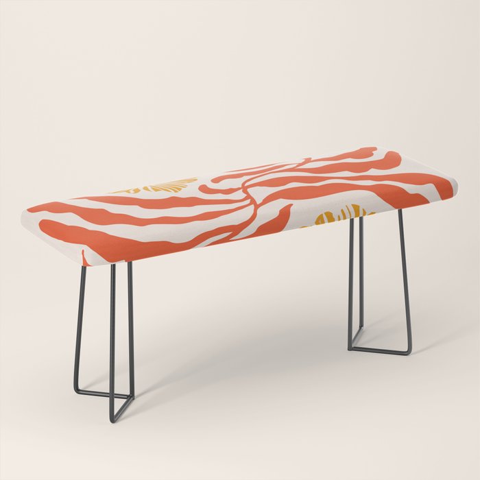 Burnt Orange Leaves and Flowers Bench Gallery Image 1