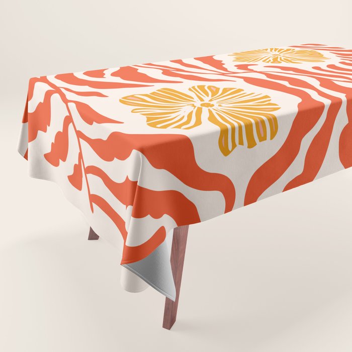 Burnt Orange Leaves and Flowers Tablecloth Gallery Image 1