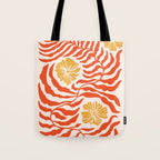 Burnt Orange Leaves and Flowers Tote Bag Gallery Image 1