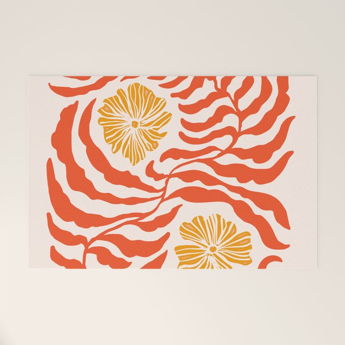 Burnt Orange Leaves and Flowers Welcome Mat Gallery Image 1