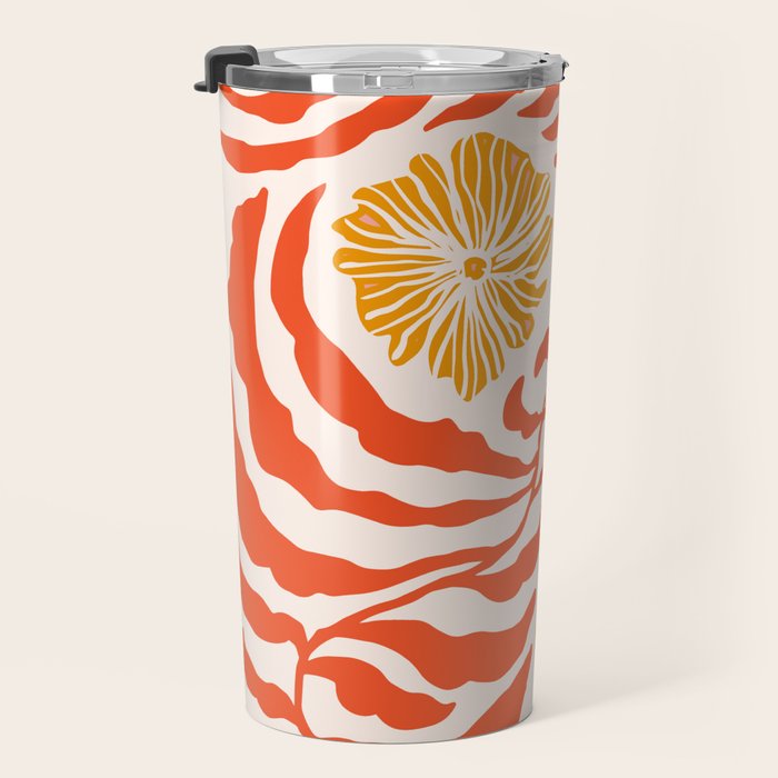 Burnt Orange Leaves and Flowers Travel Mug Gallery Image 3
