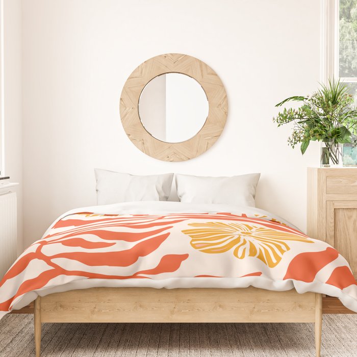 Burnt Orange Leaves and Flowers Duvet Cover Gallery Image 3