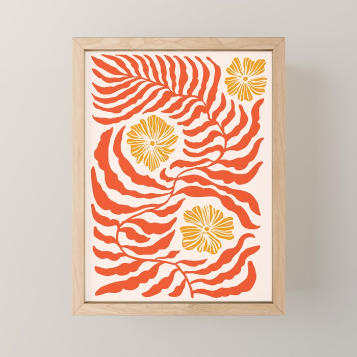Burnt Orange Leaves and Flowers Mini Art Print Gallery Image 1