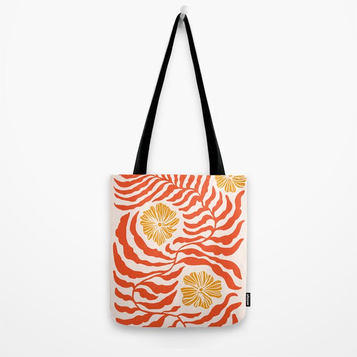 Burnt Orange Leaves and Flowers Tote Bag Gallery Image 2
