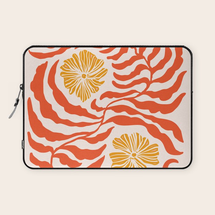 Burnt Orange Leaves and Flowers Laptop Sleeve Gallery Image 1