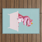 Pink T-Rex in Bathtub Outdoor Rug Gallery Image 1