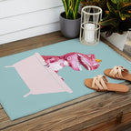 Pink T-Rex in Bathtub Outdoor Rug Gallery Image 2