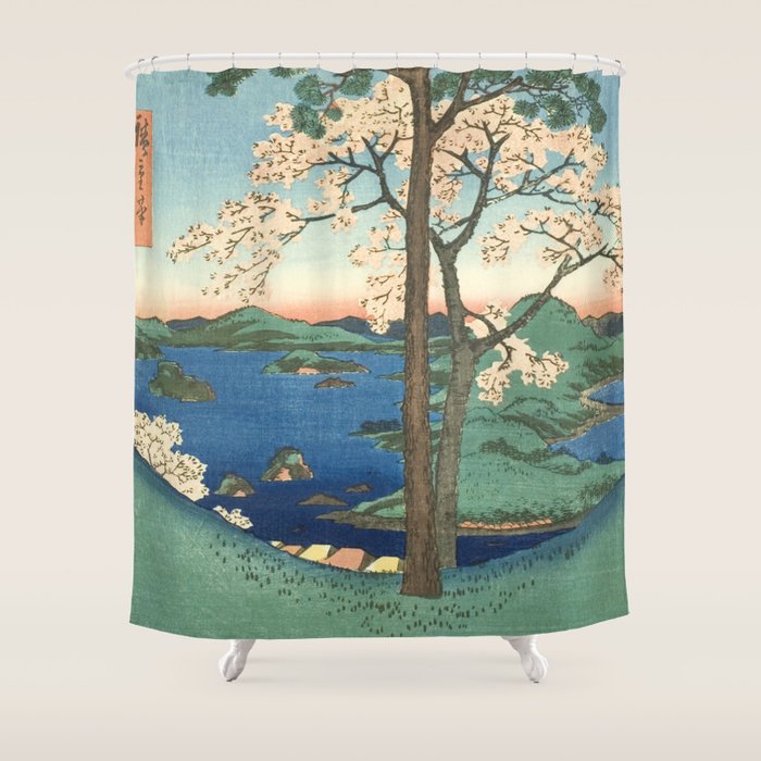 Utagawa Hiroshige - Inaba Province, Karo Koyama - Vintage Japanese Woodblock Print, 1853 Shower Curtain Gallery Image 1