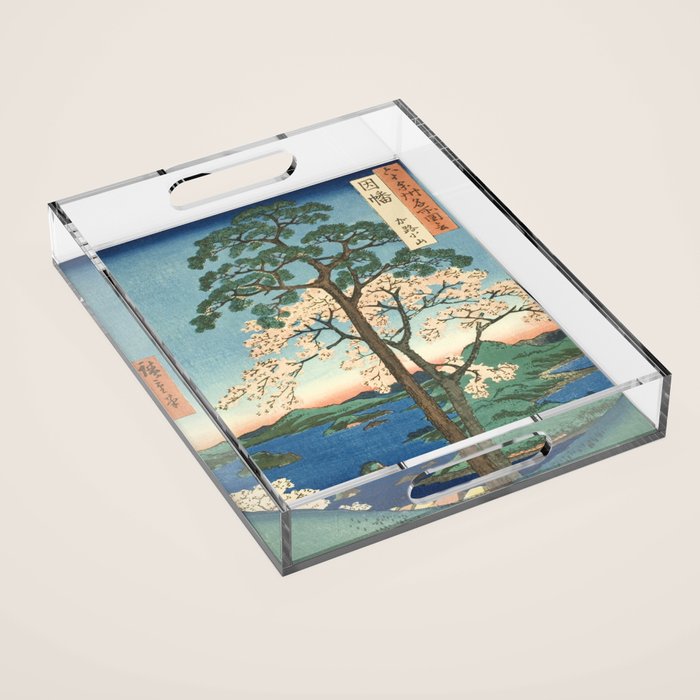 Utagawa Hiroshige - Inaba Province, Karo Koyama - Vintage Japanese Woodblock Print, 1853 Acrylic Tray Gallery Image 1