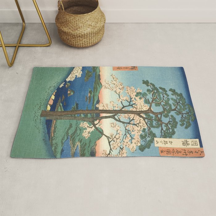 Utagawa Hiroshige - Inaba Province, Karo Koyama - Vintage Japanese Woodblock Print, 1853 Rug Gallery Image 1