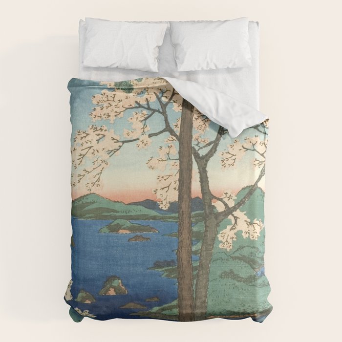 Utagawa Hiroshige - Inaba Province, Karo Koyama - Vintage Japanese Woodblock Print, 1853 Duvet Cover Gallery Image 6
