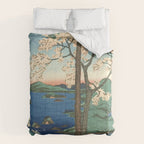 Utagawa Hiroshige - Inaba Province, Karo Koyama - Vintage Japanese Woodblock Print, 1853 Comforter Gallery Image 6