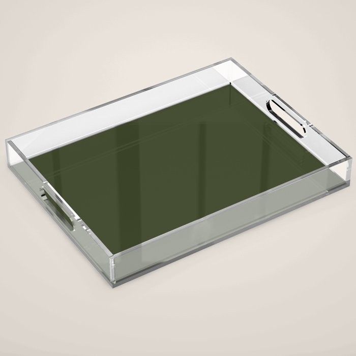 Moss Green Solid Color Acrylic Tray Gallery Image 1
