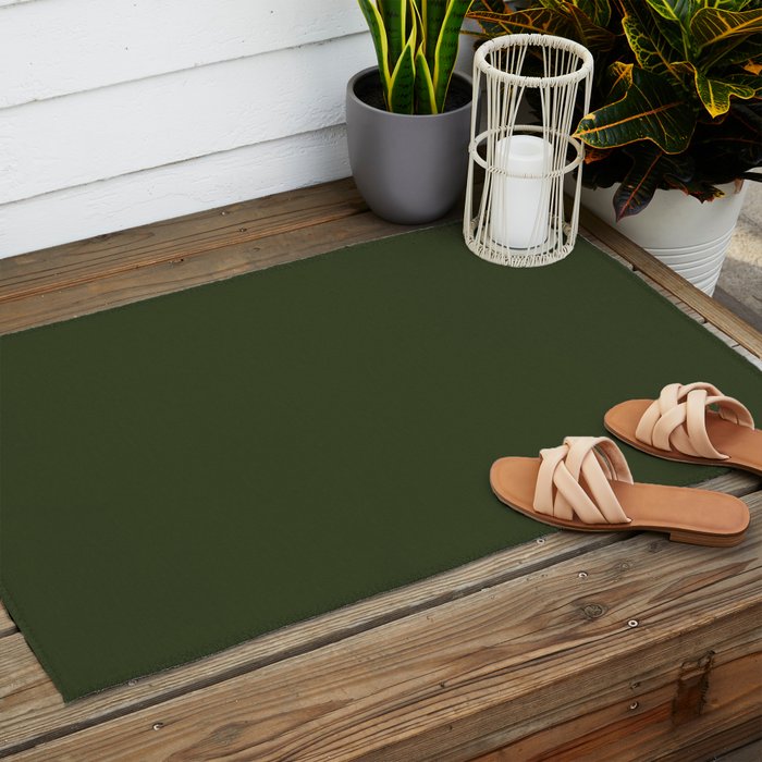 Moss Green Solid Color Outdoor Rug Gallery Image 2