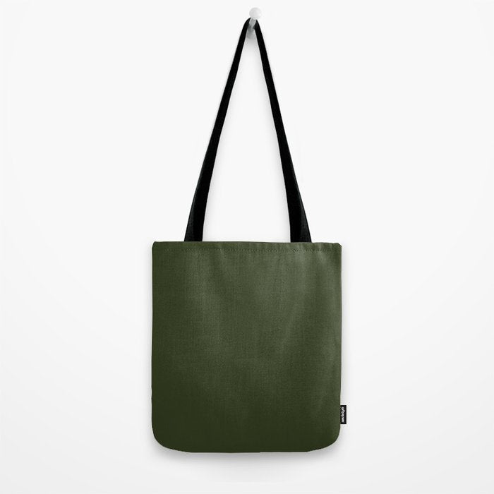 Moss Green Solid Color Tote Bag Gallery Image 2