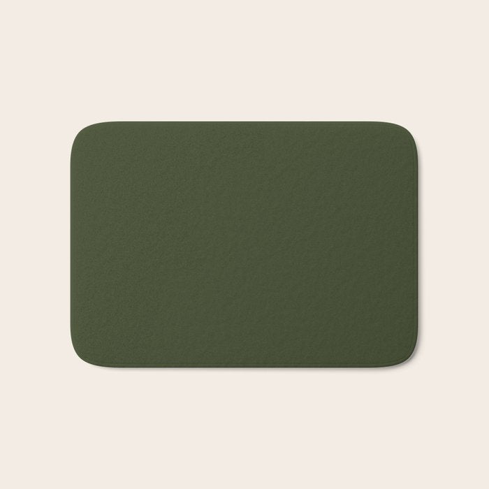 Moss Green Solid Color Bath Mat Gallery Image 1