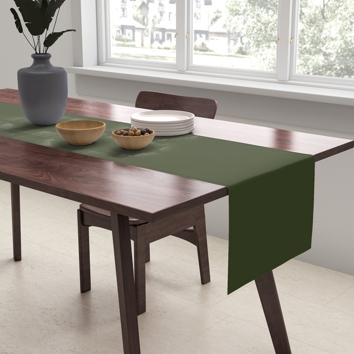Moss Green Solid Color Table Runner Gallery Image 2