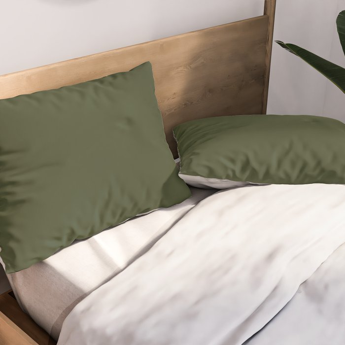 Moss Green Solid Color Pillow Sham Gallery Image 2