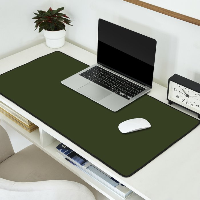 Moss Green Solid Color Desk Mat Gallery Image 2