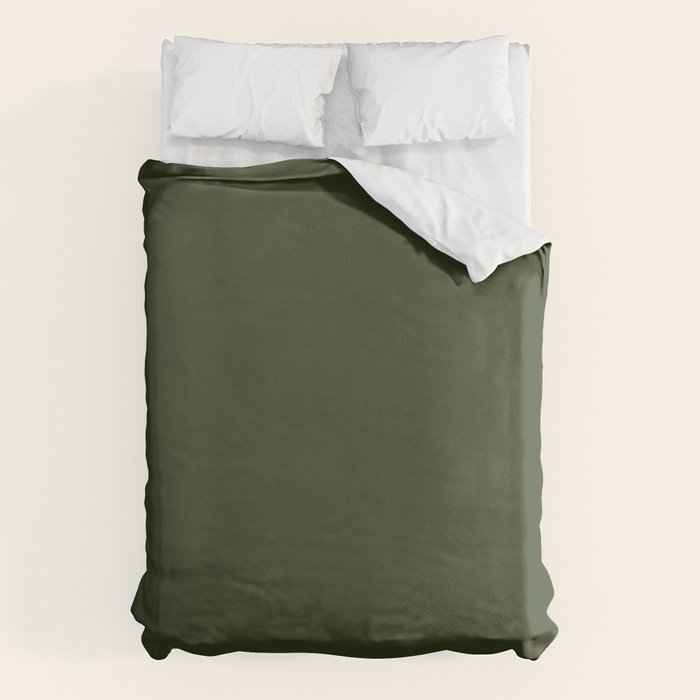 Moss Green Solid Color Duvet Cover Gallery Image 1